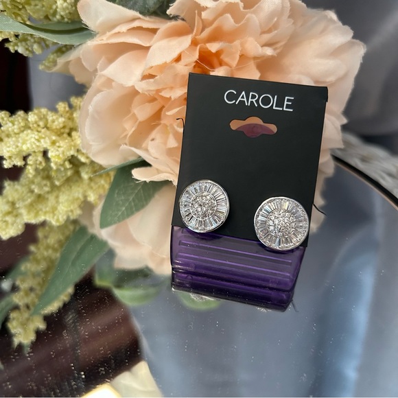 Rhinestone Crystal Button Earrings by Carole - Picture 6 of 6